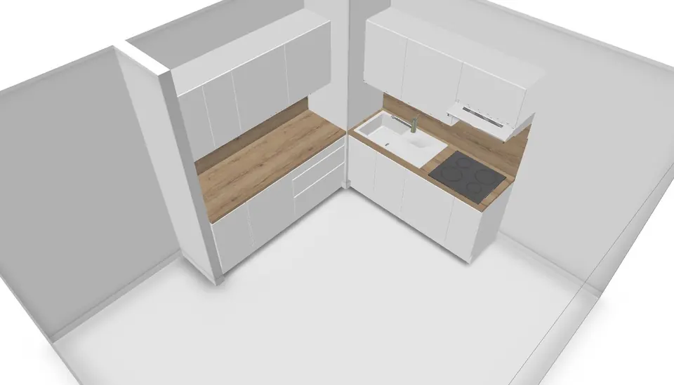 Cuisine blanche d'angle sur mesure — vue 2 sur 3
